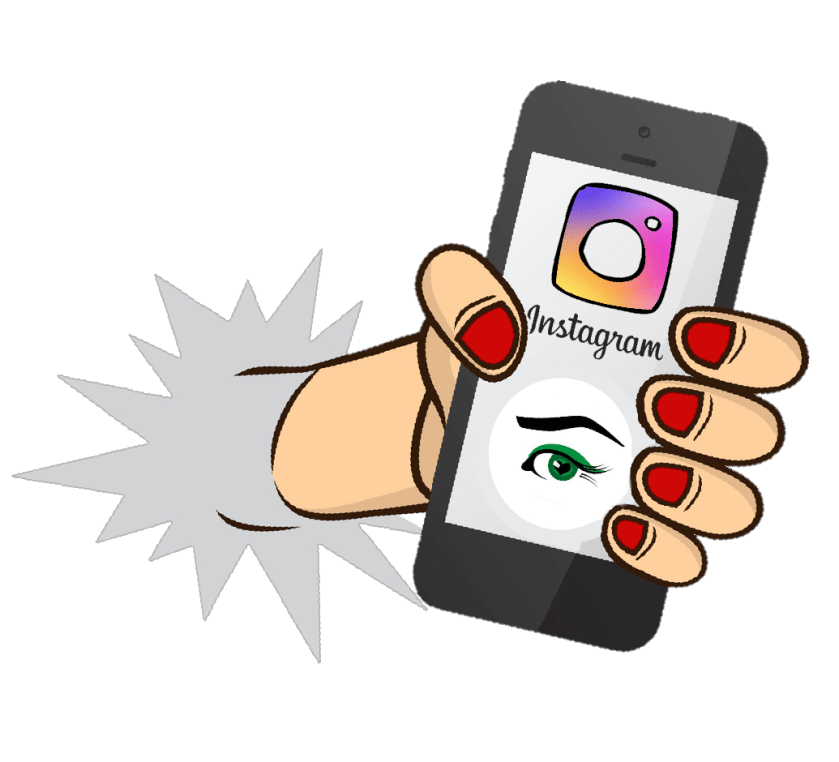 A hand holding a mobile phone with Instagram on the screen