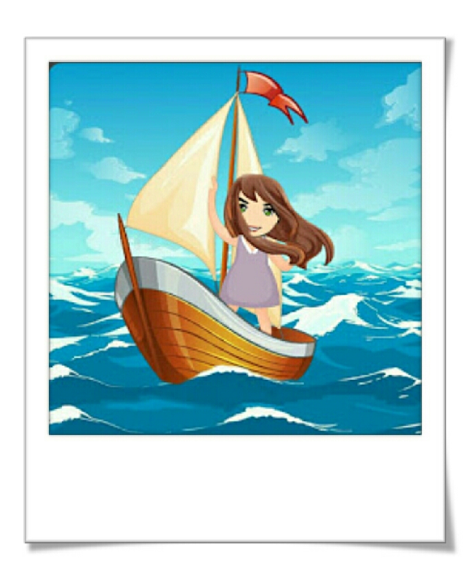 Woman smiling on a sailing boat in the middle of the sea 