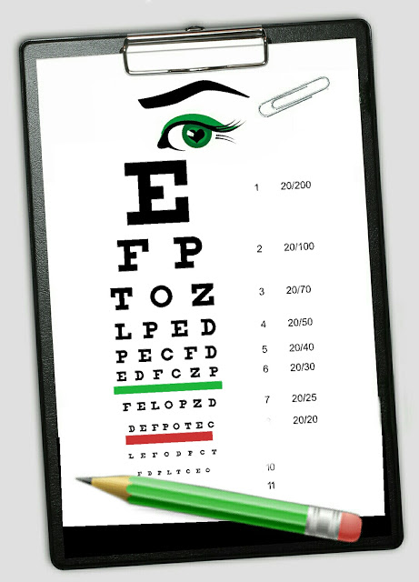 Picture of the Snellen chart on clipboard 