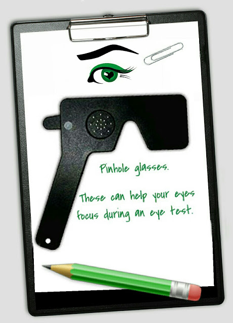 Pinhole glasses on a clipboard 