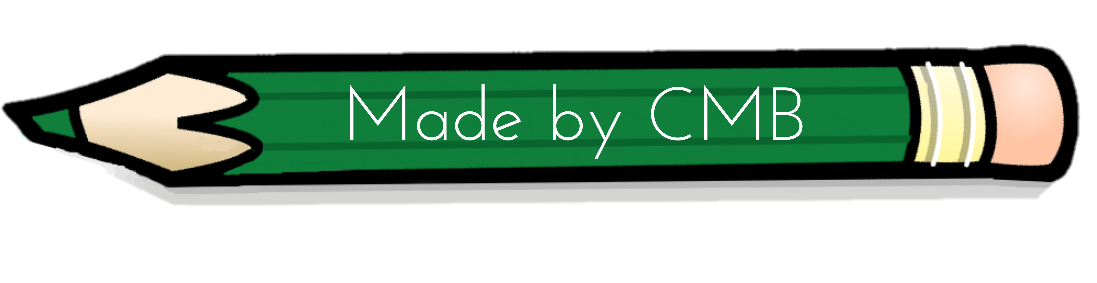 Green pencil with Made by CMB written on it.