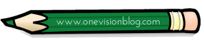 Green pencil with www.onevisionblog.com written on it.