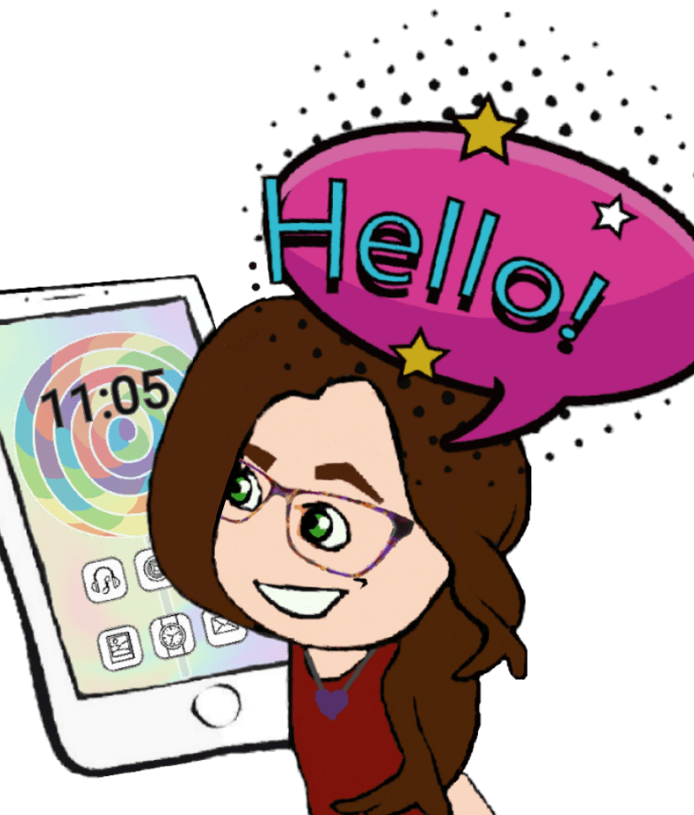 Woman with brown hair holding a large mobile phone. 